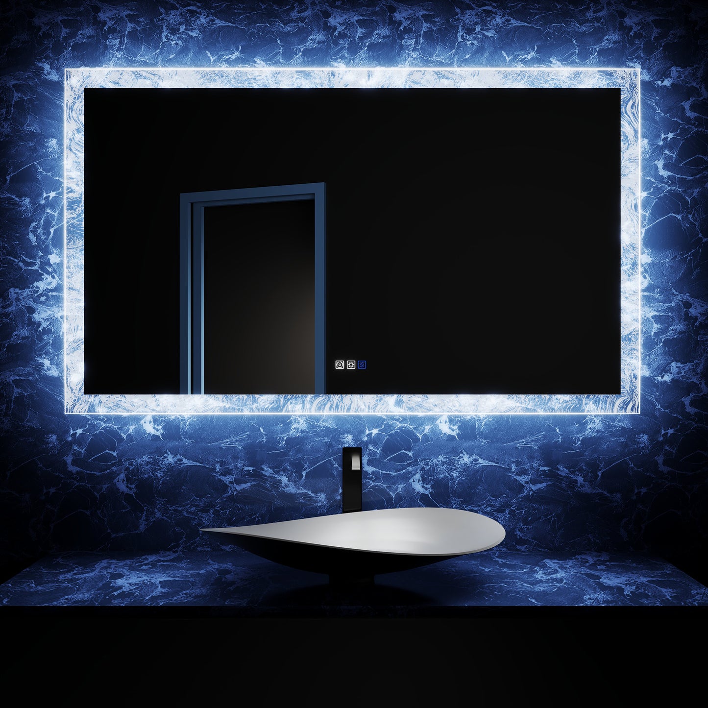 Glacy Series 60" x 36" Rectangle LED Bathroom Mirror – Ice Textures Edge, Smart Dimming, Defogger, ETL Certified (Copy)