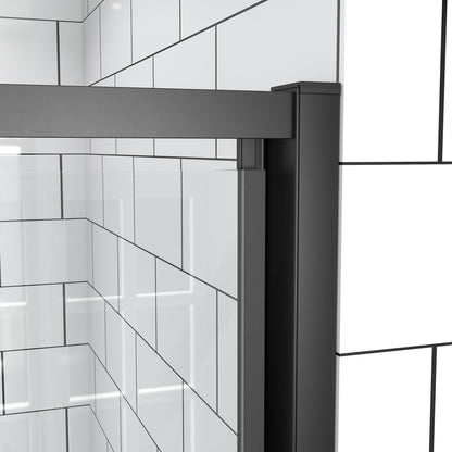 Flexi Showers 28-32" W x 72" H Glass Shower Doos Semi-Frameless,6mm Clear Tempered Glass Panel, Black Finish