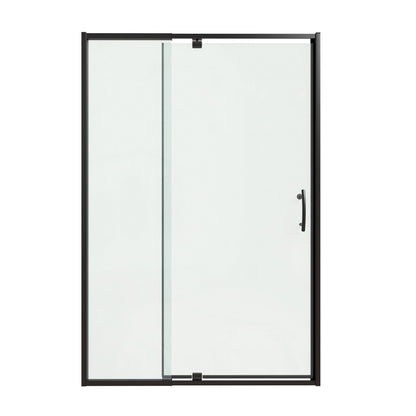 Flexi 44-48"x71" Frameless Shower Door in Matte Black,Water Repellent Glass with Seal Strip Parts and Handle,6mm Glass Shower Door