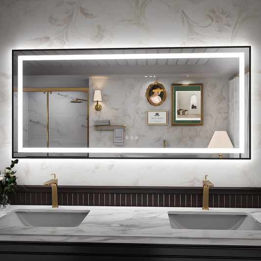 Apex-B 60x28in vanity with lights and mirror for Bathroom Wall,Framed LED Bathroom Mirror,Anti-Fog,Shatter-Proof,ETL Listed