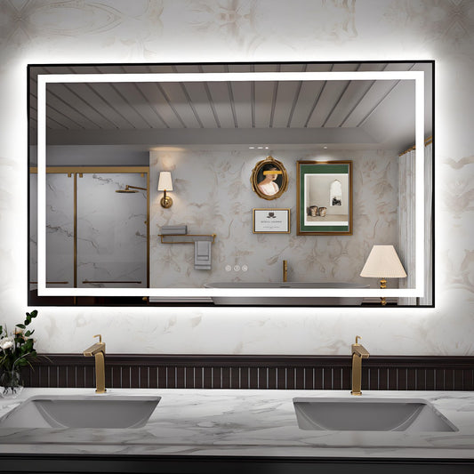 Apex-B 60x36in vanity with lights and mirror for Bathroom Wall,Framed LED Bathroom Mirror,Anti-Fog,Shatter-Proof,ETL Listed