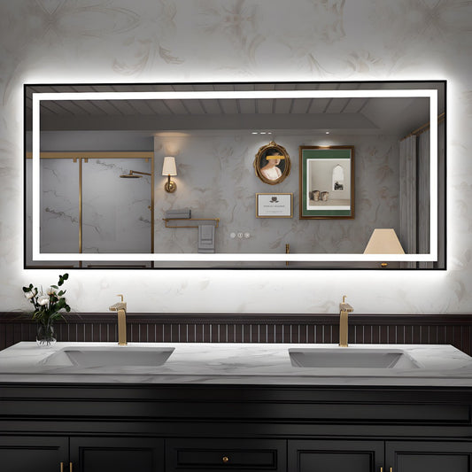 Apex-B 72x32in vanity with lights and mirror for Bathroom Wall,Framed LED Bathroom Mirror,Anti-Fog,Shatter-Proof,ETL Listed