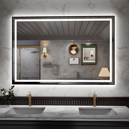 Apex-B 60x40in vanity with lights and mirror for Bathroom Wall,Framed LED Bathroom Mirror,Anti-Fog,Shatter-Proof,ETL Listed