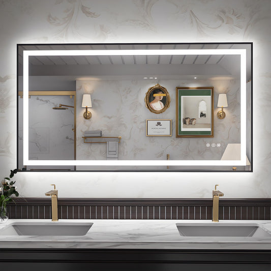 Apex-B 55x30in vanity with lights and mirror for Bathroom Wall,Framed LED Bathroom Mirror,Anti-Fog,Shatter-Proof,ETL Listed