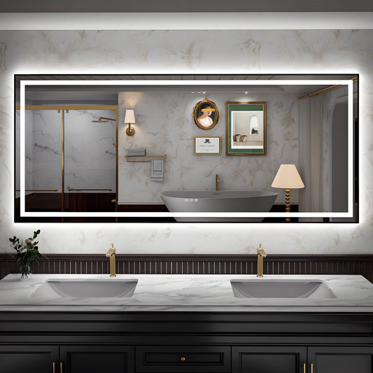 Apex-B 88x38in vanity with lights and mirror for Bathroom Wall,Framed LED Bathroom Mirror,Anti-Fog,Shatter-Proof,ETL Listed