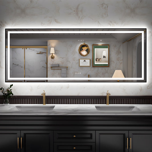 Apex-B 84x32in vanity with lights and mirror for Bathroom Wall,Framed LED Bathroom Mirror,Anti-Fog,Shatter-Proof,ETL Listed