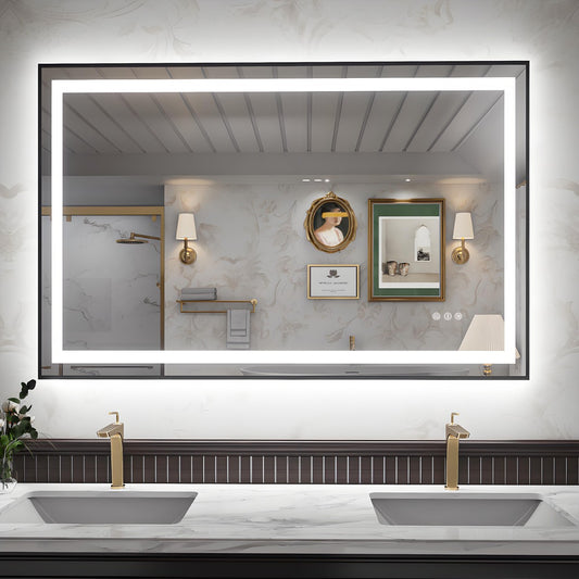 Apex-B 55x36in vanity with lights and mirror for Bathroom Wall,Framed LED Bathroom Mirror,Anti-Fog,Shatter-Proof,ETL Listed