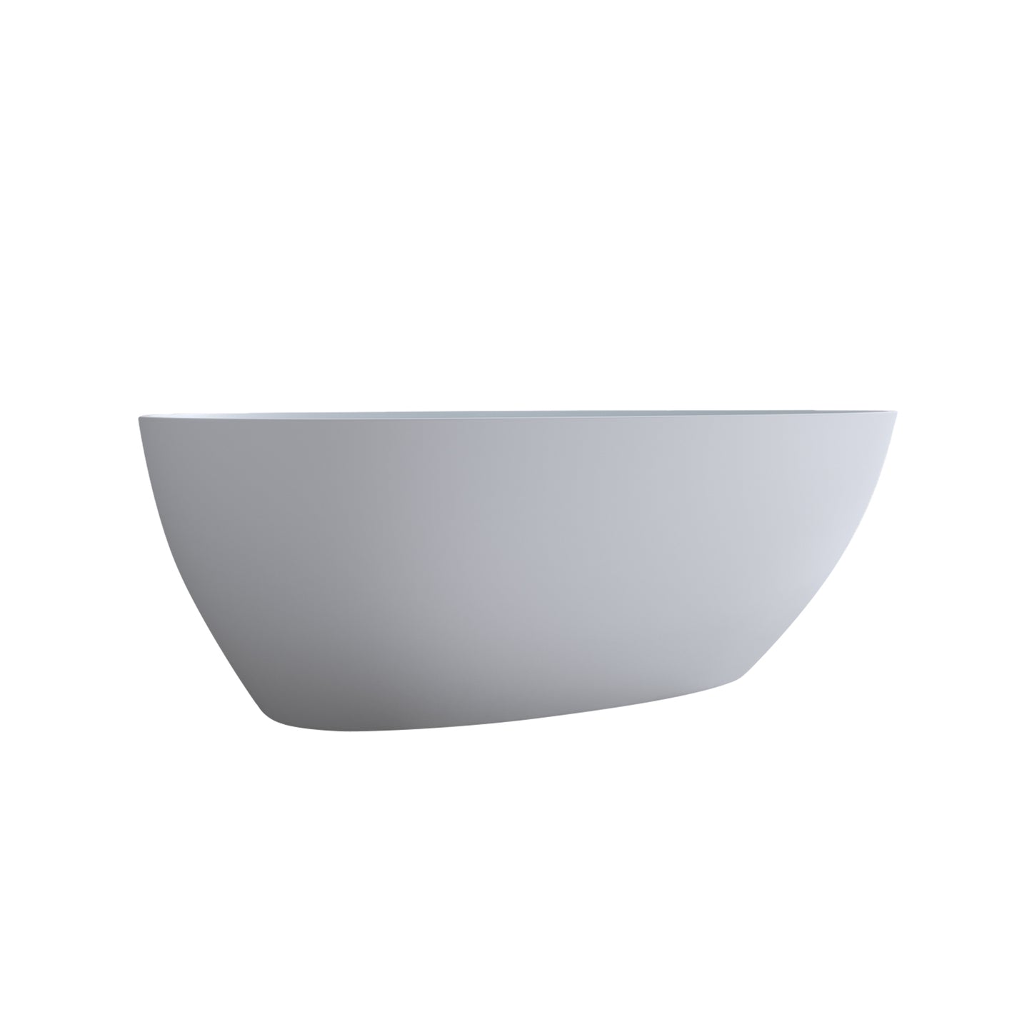 Exbrite 59'' Freestanding Solid Surface Resin Stone Bathtub,Free Standing Tub with Overflow and Pop-up Drain, Matte White