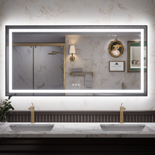 Apex-B 60x30in vanity with lights and mirror for Bathroom Wall,Framed LED Bathroom Mirror,Anti-Fog,Shatter-Proof,ETL Listed