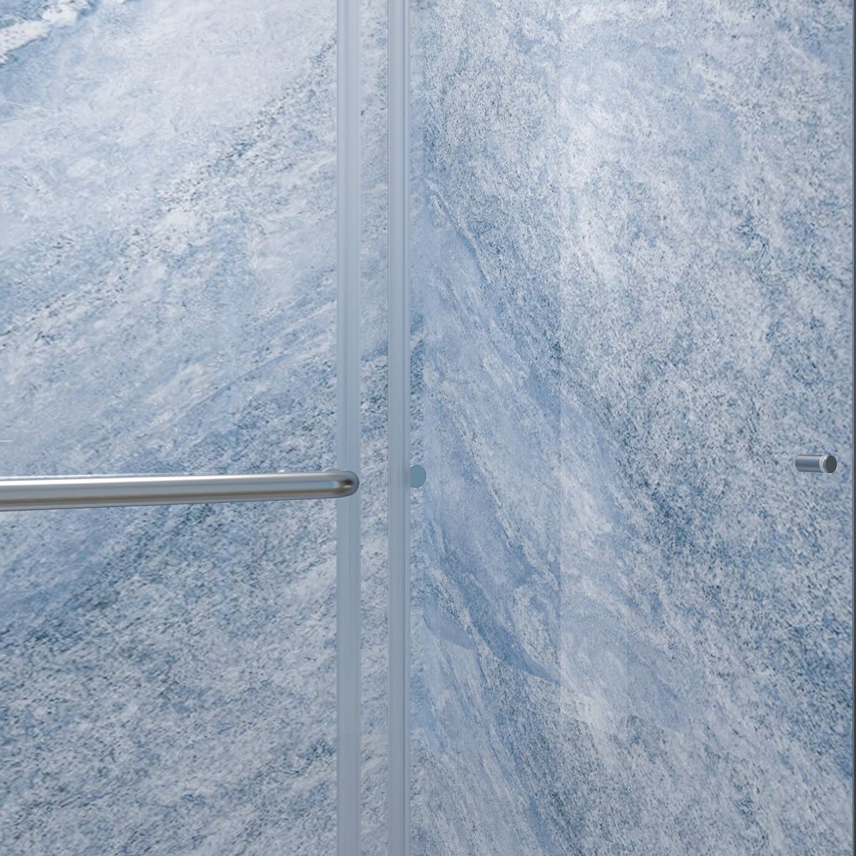 Glide 44-48" Wide x 70" Sliding Glass Shower Doors Frame in Nickel,Clear Tempered Glass