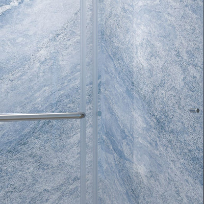 Glide 44-48" Wide x 70" Sliding Glass Shower Doors Frame in Nickel,Clear Tempered Glass