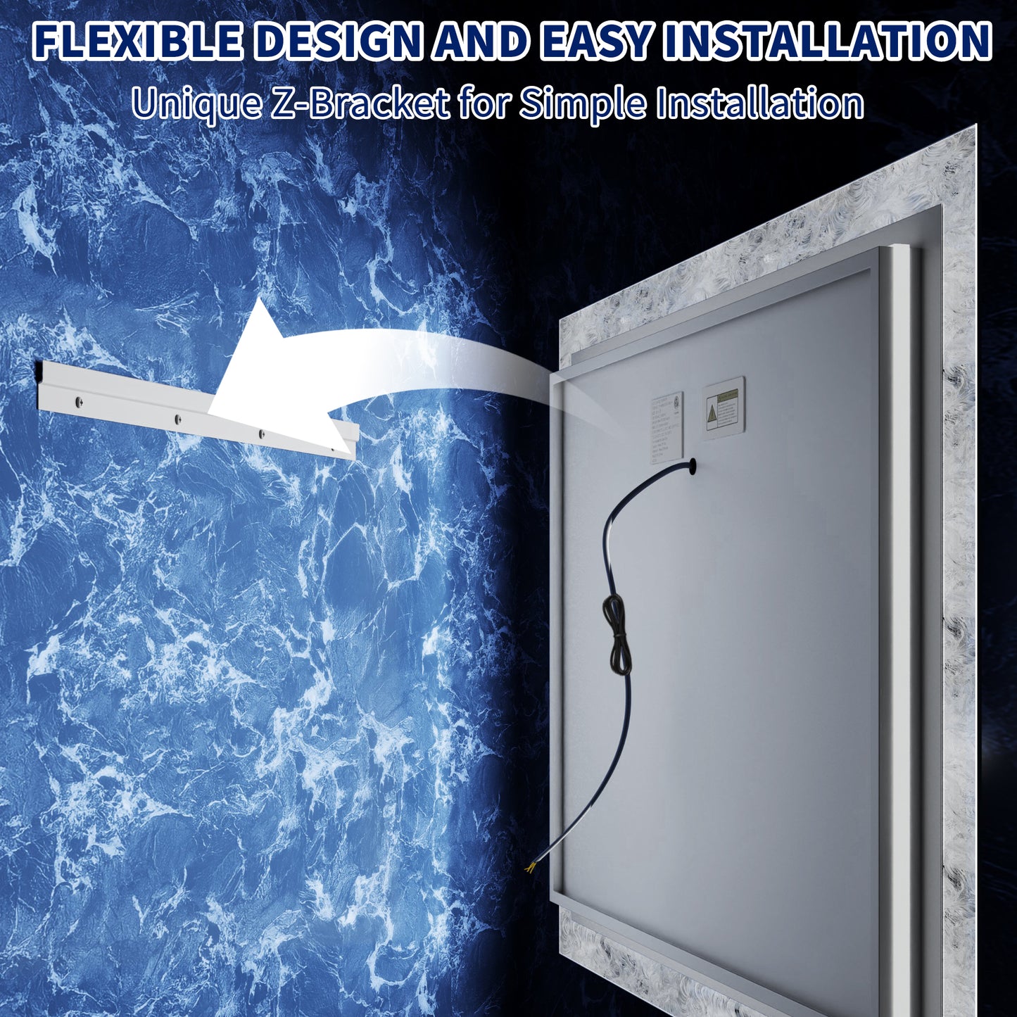 Glacy Series 60" x 36" Rectangle LED Bathroom Mirror – Ice Textures Edge, Smart Dimming, Defogger, ETL Certified (Copy)