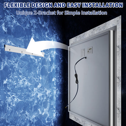 Glacy Series 60" x 36" Rectangle LED Bathroom Mirror – Ice Textures Edge, Smart Dimming, Defogger, ETL Certified (Copy)