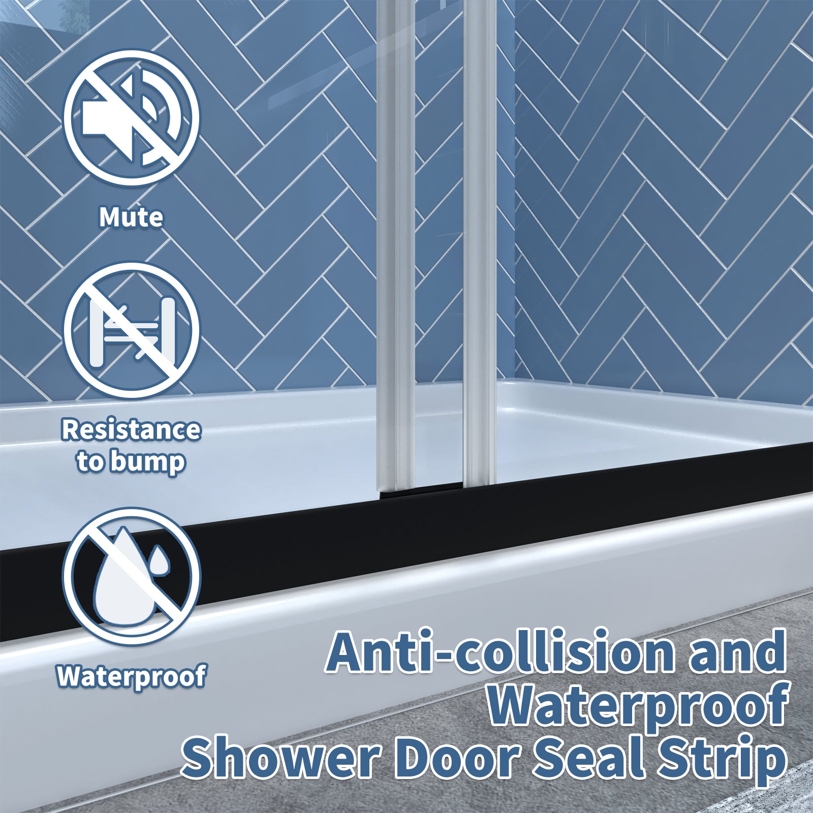 Glide 50-54 in. W x 70 in. H Sliding Glass Shower Doors Frame in Black,Clear Tempered Glass
