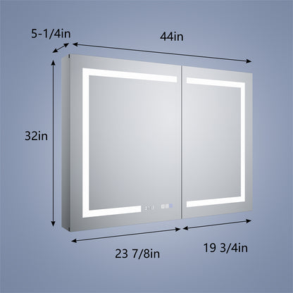 Boost-M2 44" W x 32" H Bathroom Light Medicine Cabinets with Vanity Mirror Recessed or Surface