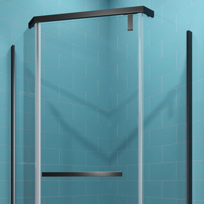 Prism Neo-Angle Frameless Shower Door 38 in. W x 72 in. H,Corner Shower Enclosure,6mm Clear Glass,Pivot Shower Doors,Matte Black,Not Base