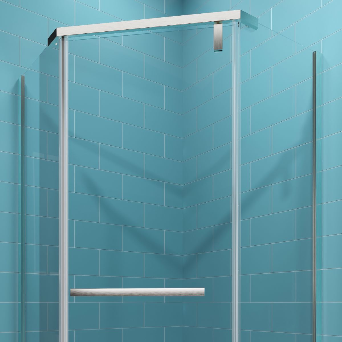 Prism Neo-Angle Frameless Shower Door 36 in. W x 72 in. H,Corner Shower Enclosure,6mm Clear Glass,Pivot Shower Doors,Brushed Nickel