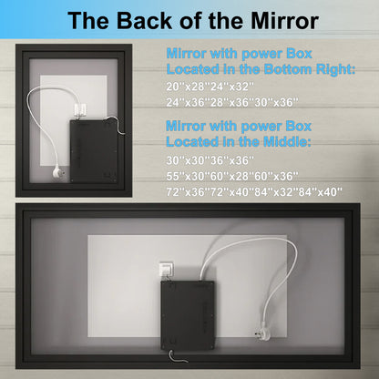 Apex-Noir 20"x28" Framed LED Lighted Bathroom Mirror