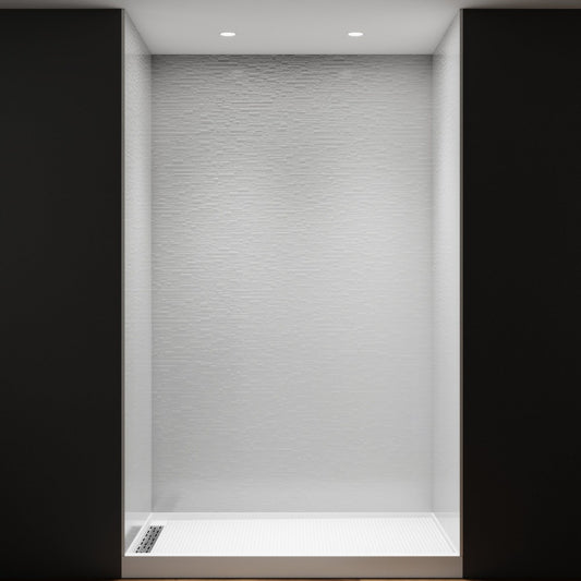 Huck Solid Surface 60" W x 76" H Tile Tub and Shower Wall Panel Surround, Quick Install,Cuttable,Textured Concrete,36in