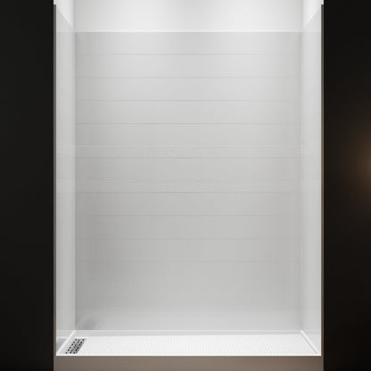 Boo Solid Surface 60"L x 32"W x 78"H Shower Wall Panel Surround,White,Bathroom Tile Renovation,Quick Install,Waterproof,Durable