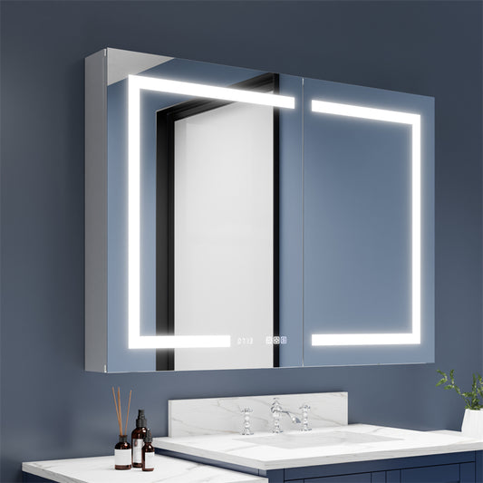 Boost-M2 44" W x 32" H Bathroom Light Medicine Cabinets with Vanity Mirror Recessed or Surface