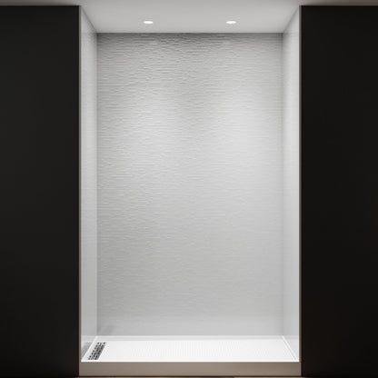 Huck Solid Surface 60" W x 76" H Tile Tub and Shower Wall Panel Surround, Quick Install,Cuttable,Textured Concrete,32in