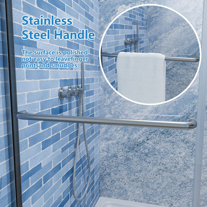 Glide 44-48" Wide x 70" Sliding Glass Shower Doors Frame in Nickel,Clear Tempered Glass