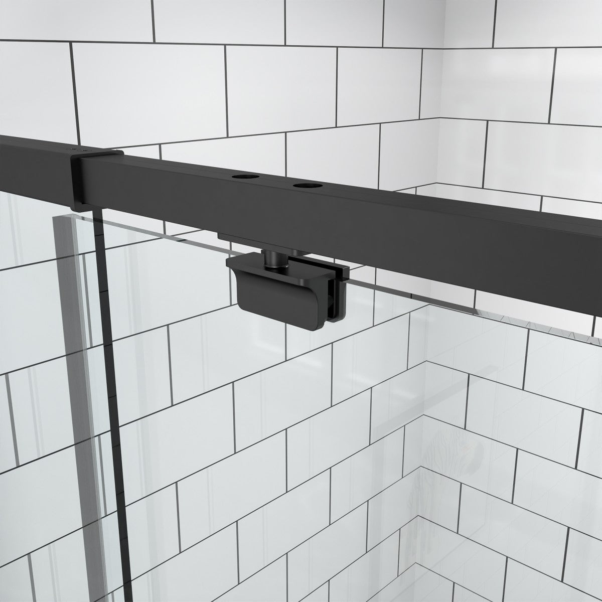 Flexi Showers 28-32" W x 72" H Glass Shower Doos Semi-Frameless,6mm Clear Tempered Glass Panel, Black Finish