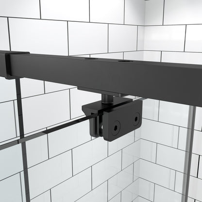 Flexi Showers 28-32" W x 72" H Glass Shower Doos Semi-Frameless,6mm Clear Tempered Glass Panel, Black Finish