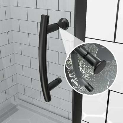 Flexi Showers 28-32" W x 72" H Glass Shower Doos Semi-Frameless,6mm Clear Tempered Glass Panel, Black Finish