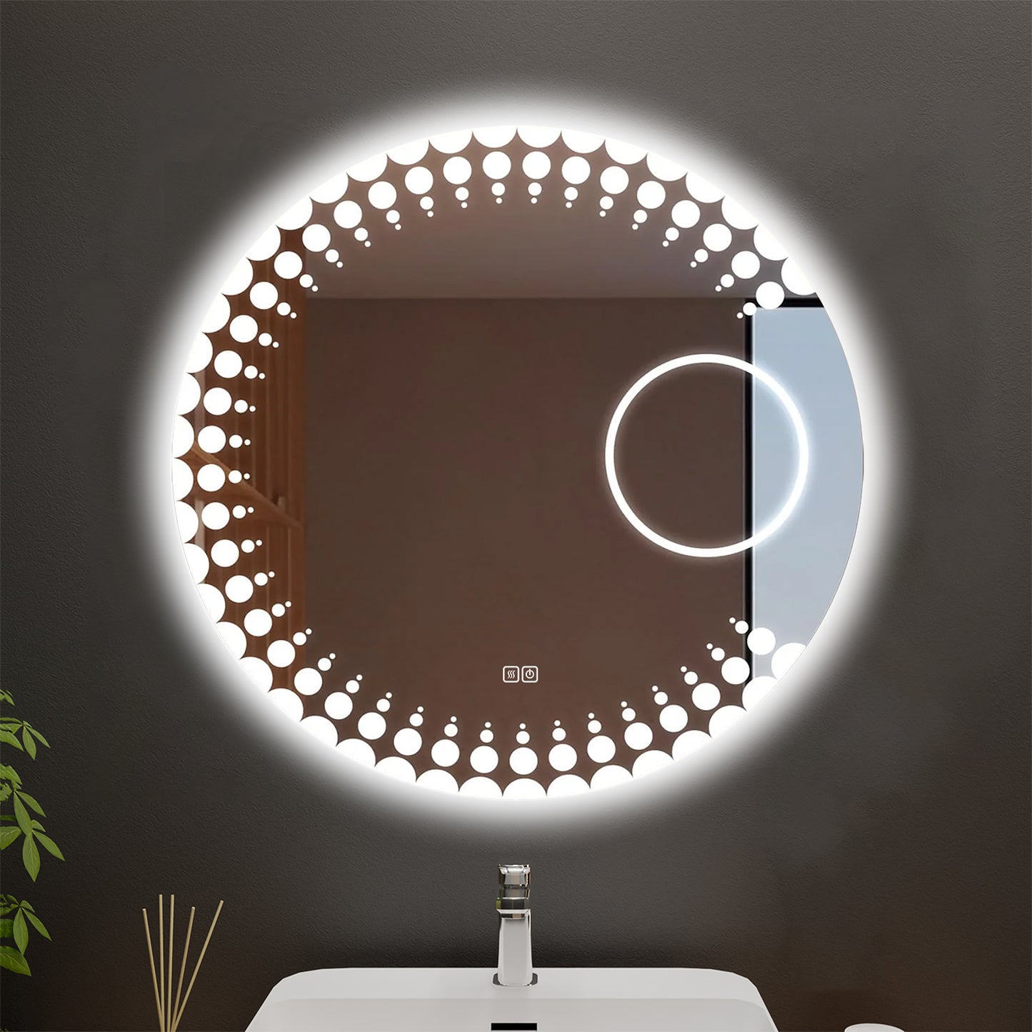 Allsumhome Circlet Customized Round LED Bathroom Mirror