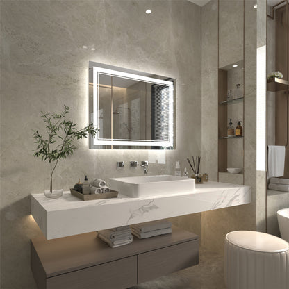 Linea 28" W x 36" H LED Heated Bathroom Mirror,Anti Fog,Dimmable,Front-Lighted and Backlit, Tempered Glass