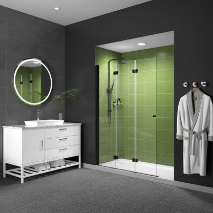 Adapt 48 - 48.3" W x 72" H Bi - Fold Glass Shower Door,Matte Black,0.25inch Fold Clear Glass Shower Panel Pivot Swing Frameless Shower Doors