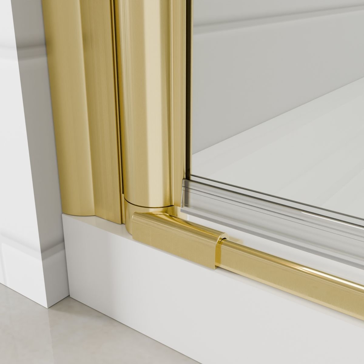 Exbrite Adapt Foldable Hinged Bathtub Glass Door 30-31 in.W x 72 in.H Pivot Swing Shower Doors,Brushed Gold,Tempered Shower Glass