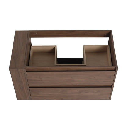 Allsumhome 36"Wall Mounting Floating Bathroom Vanity, Soft Close Drawer,Brown Oak Finish(Only Vanity,Without Basin)