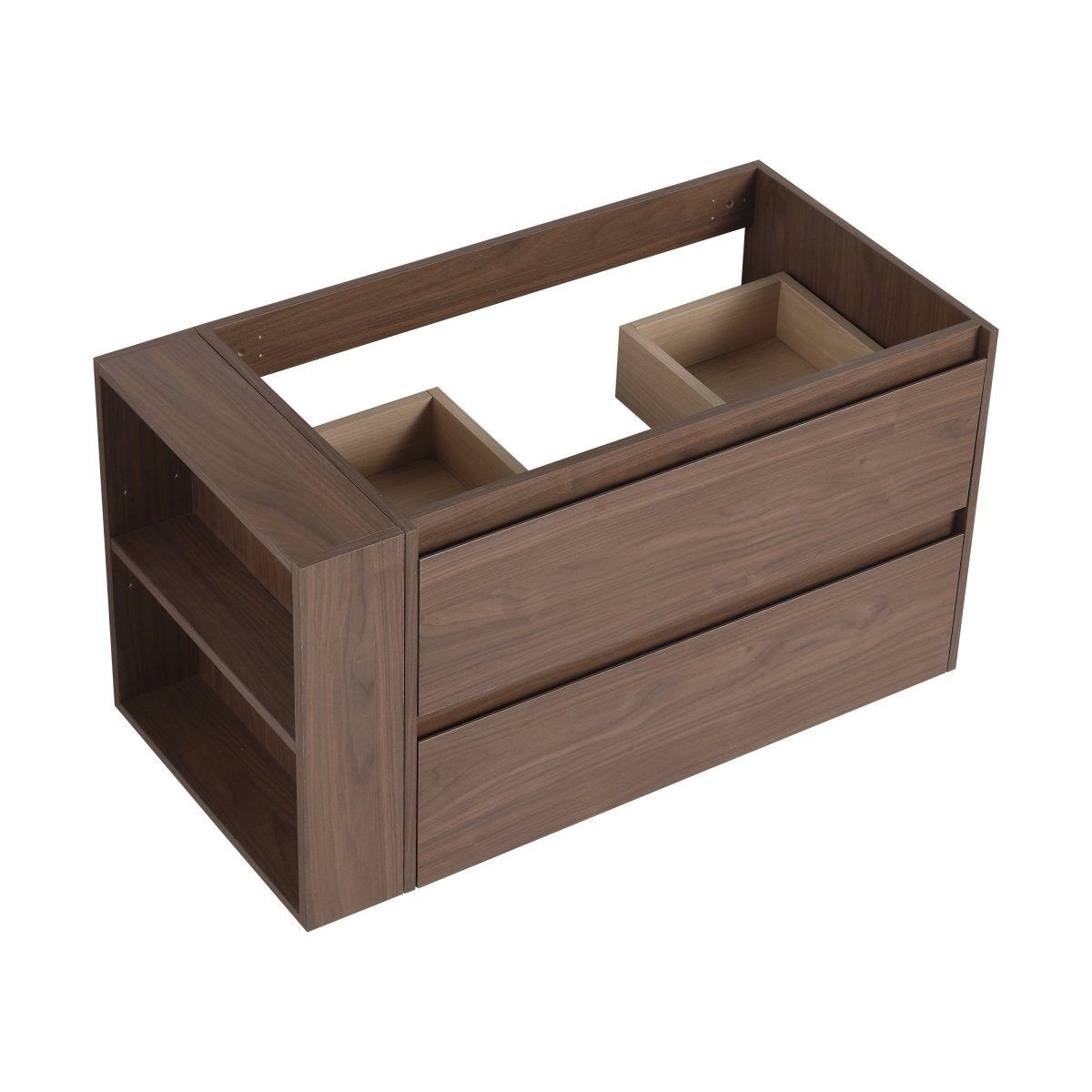 Allsumhome 36"Wall Mounting Floating Bathroom Vanity, Soft Close Drawer,Brown Oak Finish(Only Vanity,Without Basin)