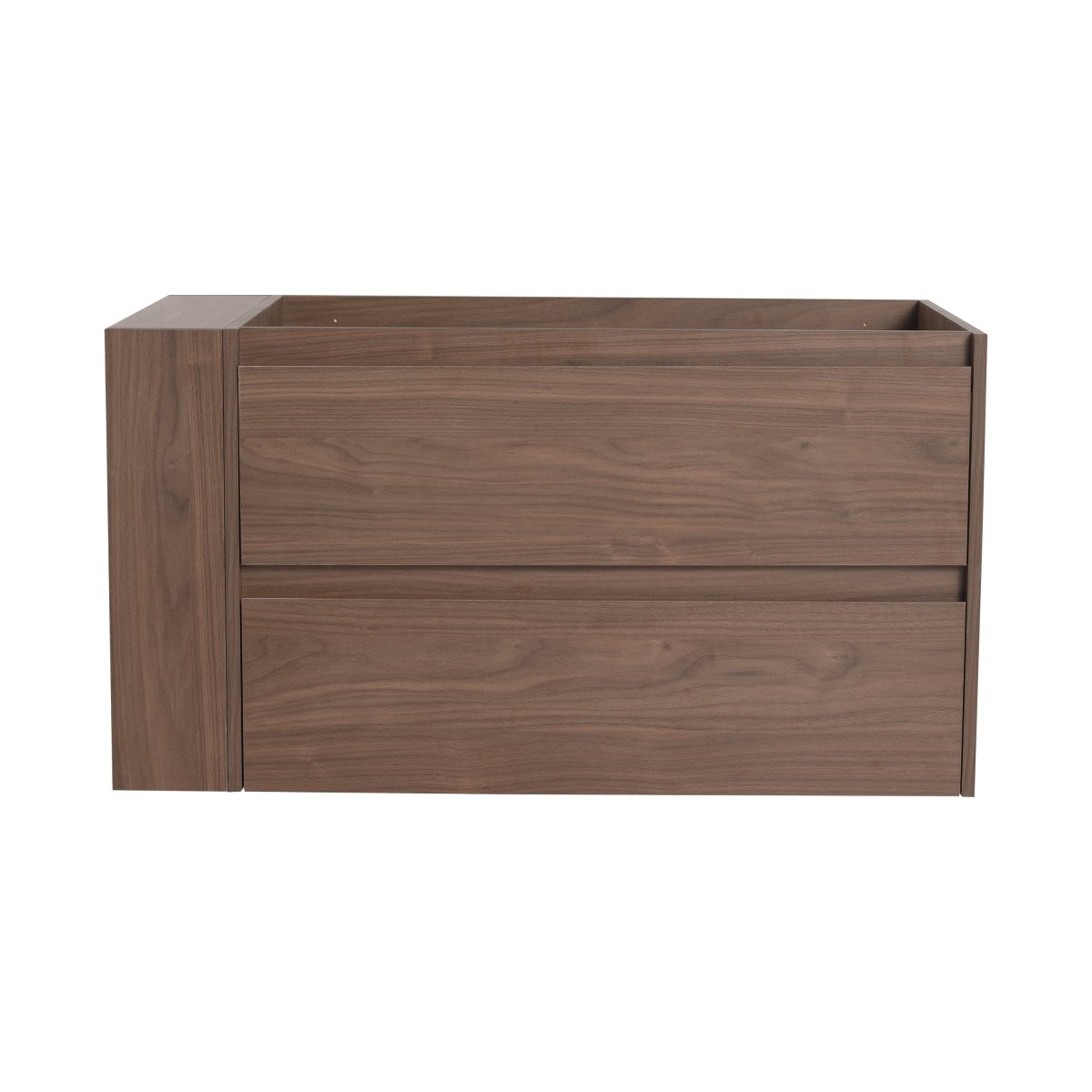 Allsumhome 36"Wall Mounting Floating Bathroom Vanity, Soft Close Drawer,Brown Oak Finish(Only Vanity,Without Basin)