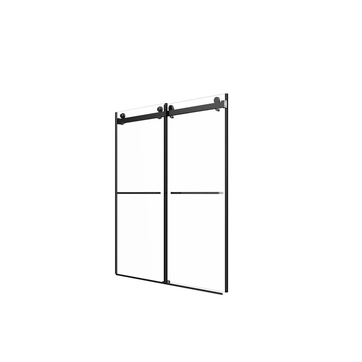 Allsumhome 56" - 60"W x 70"H Frameless Double Sliding Shower Door,8mm Laminated Glass,Tempered Glass Shower Enclosure,Matte Black Buffer