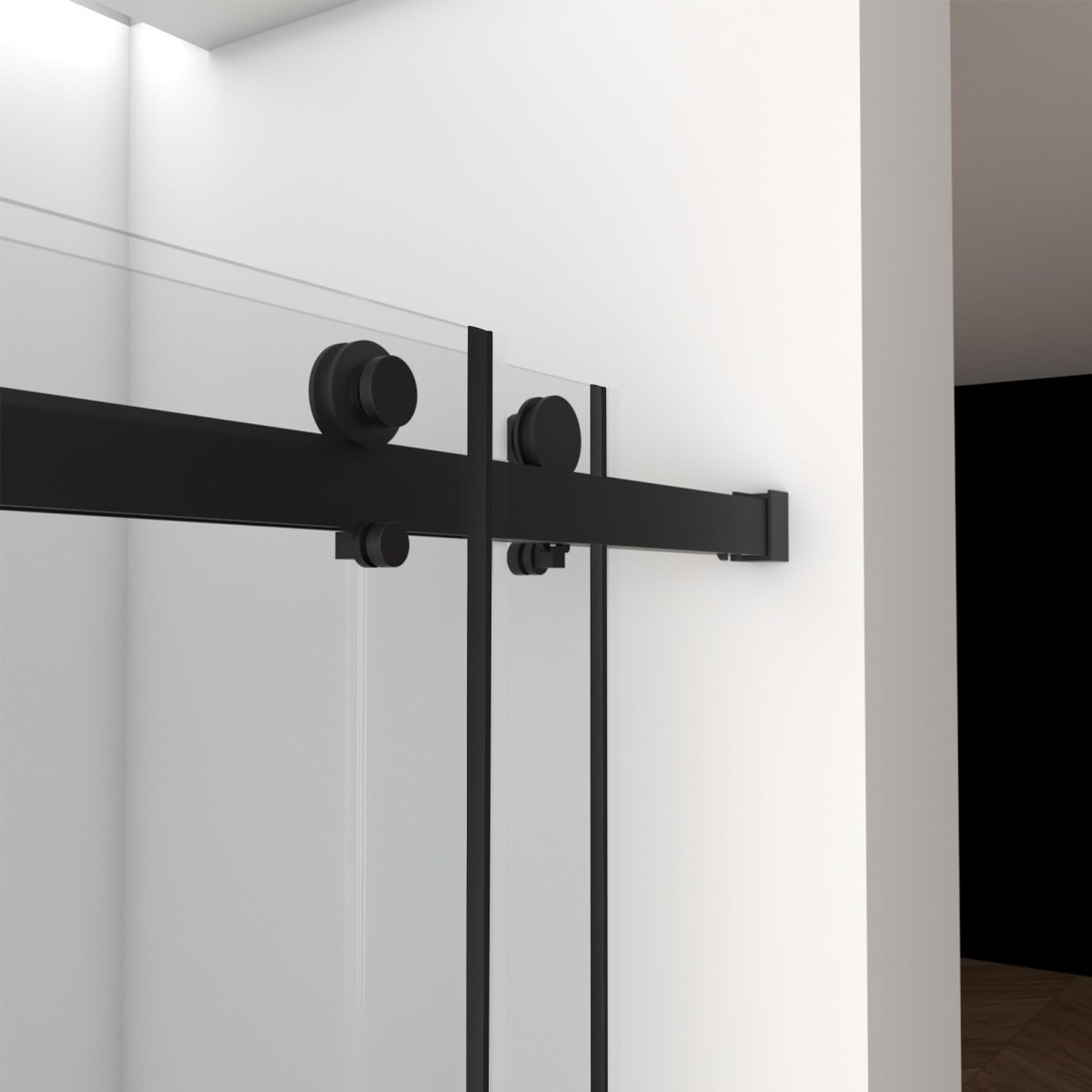 Allsumhome 56" - 60"W x 70"H Frameless Double Sliding Shower Door,8mm Laminated Glass,Tempered Glass Shower Enclosure,Matte Black Buffer