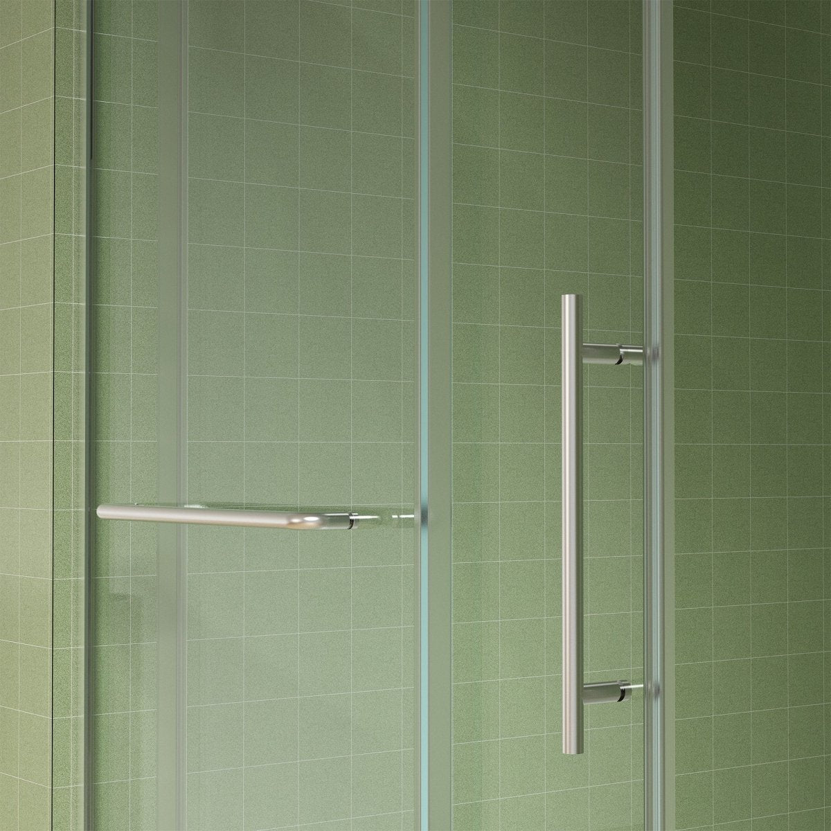 Allsumhome 56" - 60"W x 70"H Frameless Sliding Shower Door,Tempered Glass,Shower Enclosure,Double Side Easy Clean Coat,Brushed Nickel ,Buffer