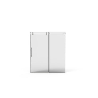 Allsumhome 56" - 60"W x 76"H Frameless Sliding Shower Door,10mm Tempered Glass Shower Enclosure,Double Side Easy Clean Coat,Chrome,Buffer