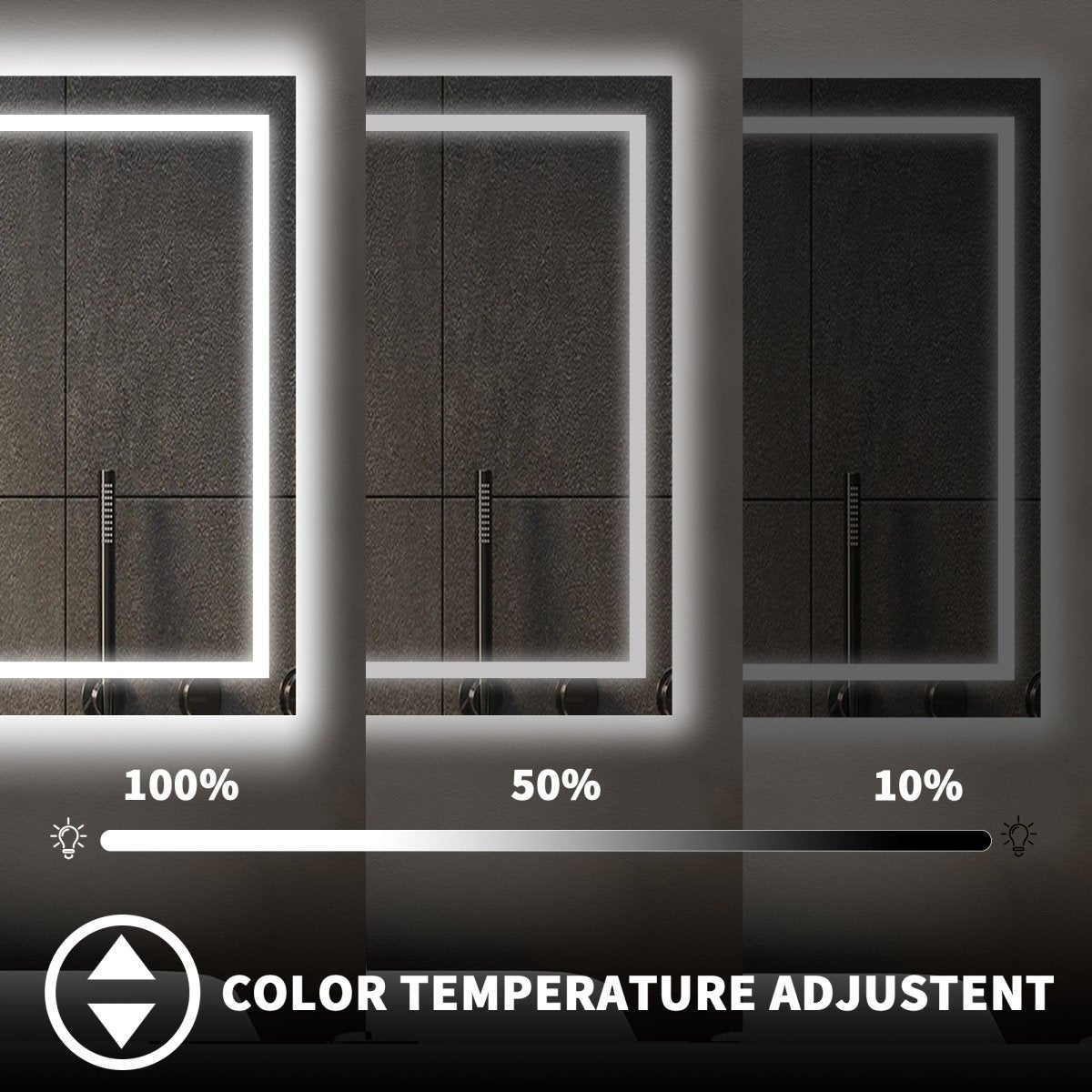 ES-DIY Arcs Customized Rectangle LED Bathroom Mirror, Backlit  and Wifi Weather Station