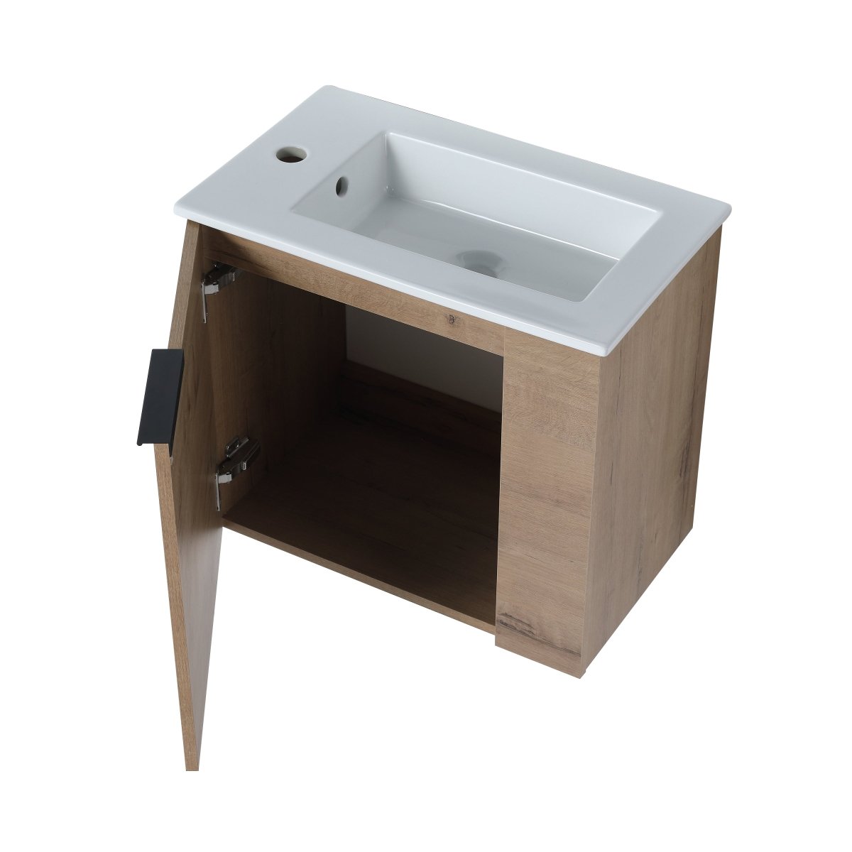 Allsumhome Modern Bathroom Vanity with Sink 22 Inch for Small Bathroom in Imitative Oak,Floating Bathroom Vanity with Soft Close Door