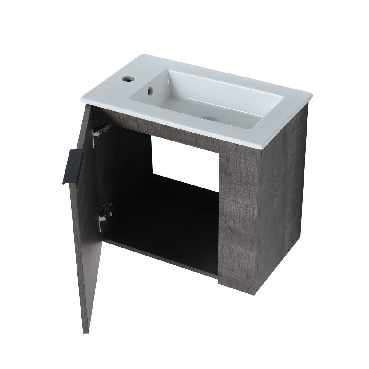 Allsumhome Modern Bathroom Vanity with Sink 22 Inch for Small Bathroom in Plaid Grey Oak,Floating Bathroom Vanity with Soft Close Door