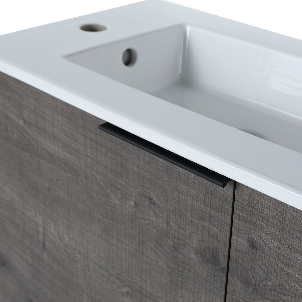 Allsumhome Modern Bathroom Vanity with Sink 22 Inch for Small Bathroom in Plaid Grey Oak,Floating Bathroom Vanity with Soft Close Door