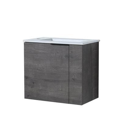 Allsumhome Modern Bathroom Vanity with Sink 22 Inch for Small Bathroom in Plaid Grey Oak,Floating Bathroom Vanity with Soft Close Door