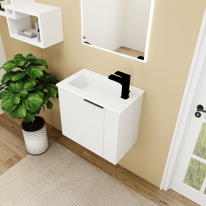 Allsumhome Modern Bathroom Vanity with Sink 22 Inch for Small Bathroom in White,Floating Bathroom Vanity with Soft Close Door