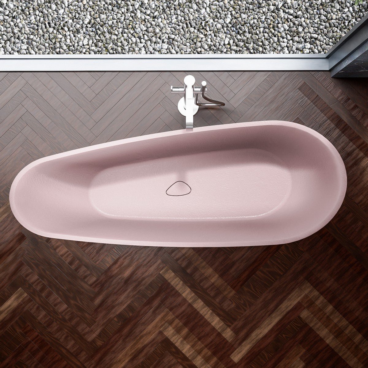 Allsumhome RockE 67" Imitation Natural Stone Freestanding Bathtub,Stone Touch,Pink,Scratch - proof,cUPC Certified,No Drain