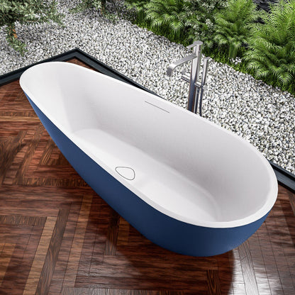 Allsumhome RockE 67" Imitation Natural Stone Freestanding Bathtub,Stone Touch,Prussian Blue,Scratch - proof,cUPC Certified,No Drain