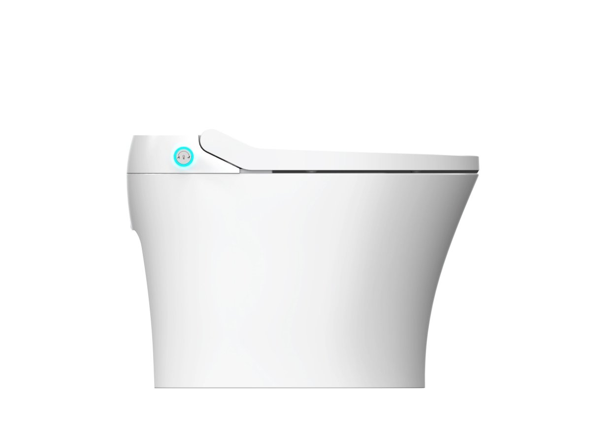 Allsumhome Smart toilet with Built - in Adjustable Temp Heated Seat, Auto Flush, 1.28 GPF, Foot sensor Flush, White Night Light